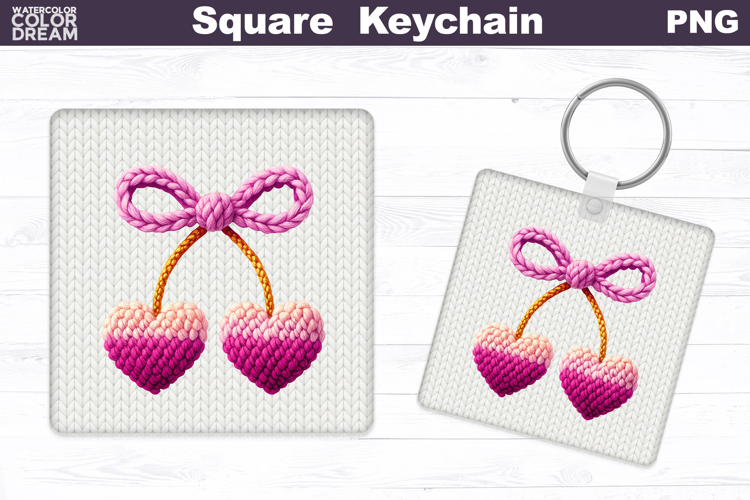 Valentine Square Keychain | Cherry Heart Sublimation