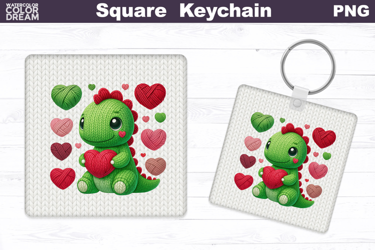 Valentine Square Keychain | Dinosaur Heart Sublimation
