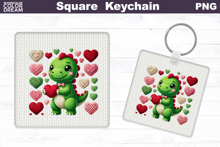Valentine Square Keychain | Dinosaur Heart Sublimation