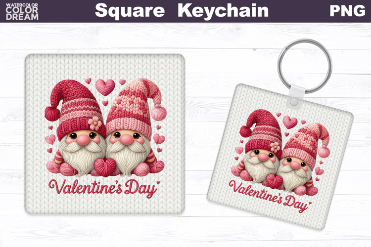 Valentine Square Keychain | Gnome Heart Sublimation
