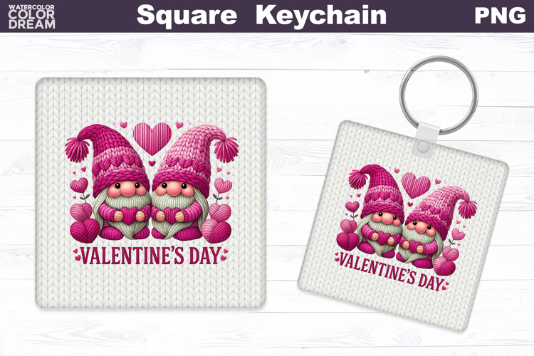 Valentine Square Keychain | Gnome Heart Sublimation