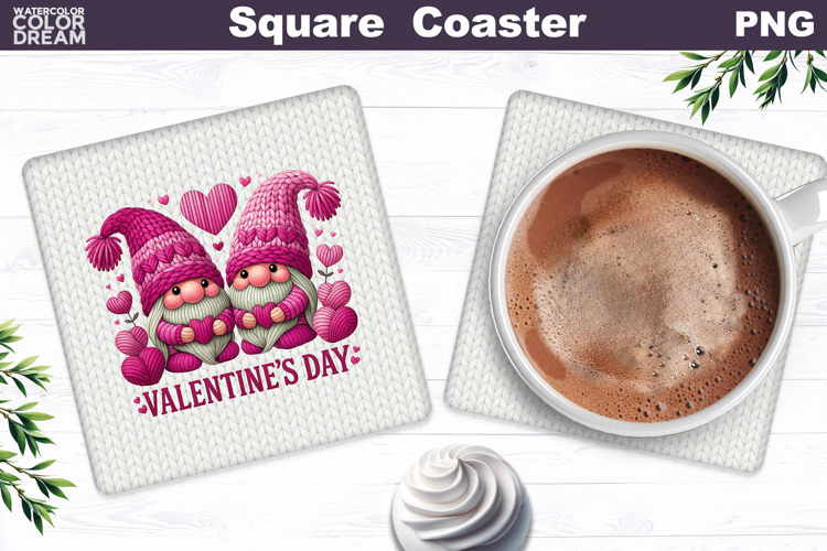 Valentine Square Coaster | Couple Gnomes Sublimation