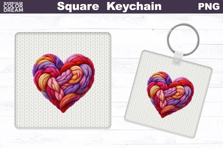 Valentine Square Keychain | Heart Sublimation example image 1