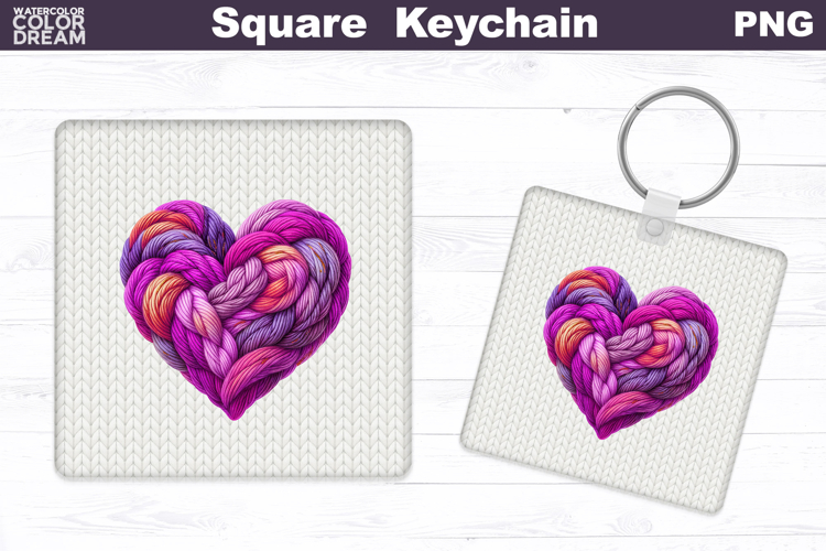 Valentine Square Keychain | Heart Sublimation