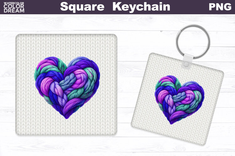 Valentine Square Keychain | Heart Sublimation example image 1