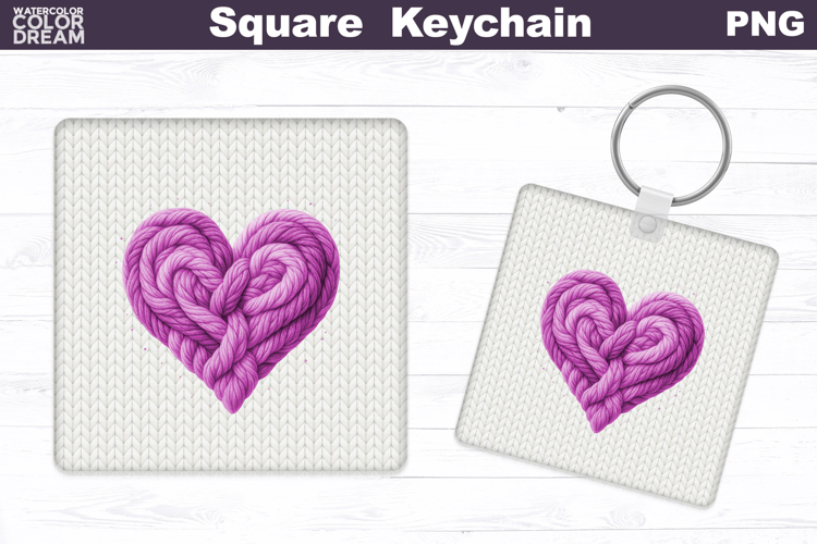 Valentine Square Keychain | Heart Sublimation