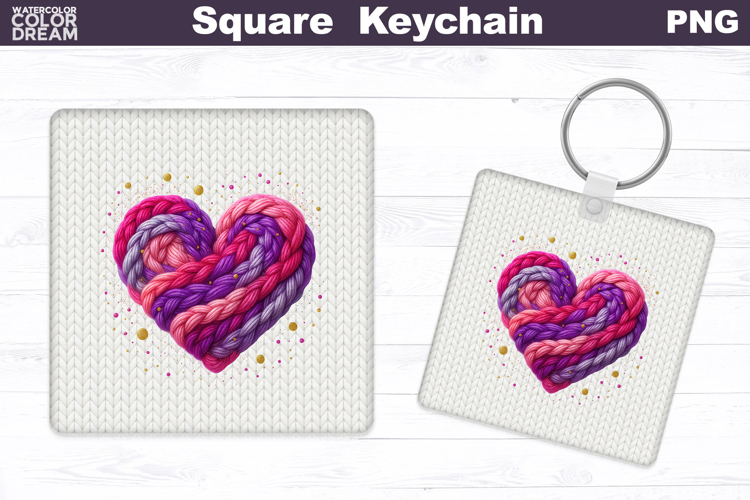 Valentine Square Keychain | Heart Sublimation