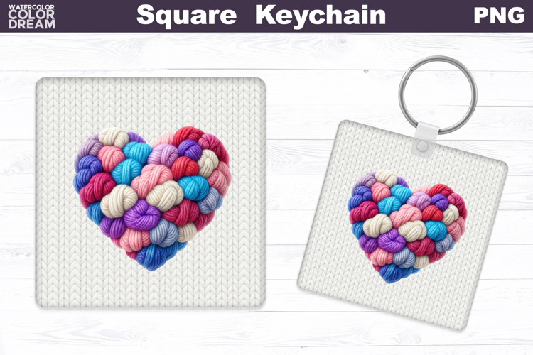 Valentine Square Keychain | Heart Sublimation