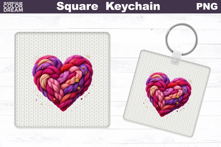 Valentine Square Keychain | Heart Sublimation