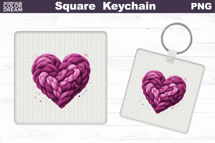 Valentine Square Keychain | Heart Sublimation example image 1