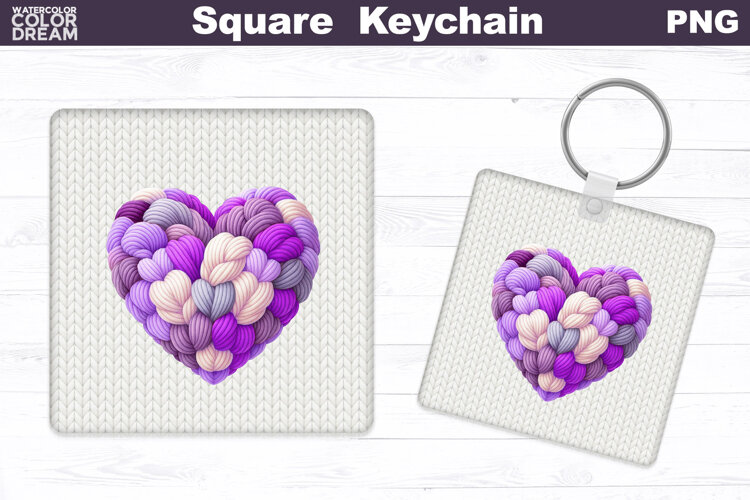 Valentine Square Keychain | Heart Sublimation example image 1