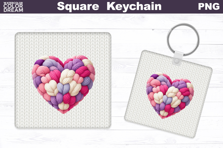 Valentine Square Keychain | Heart Sublimation