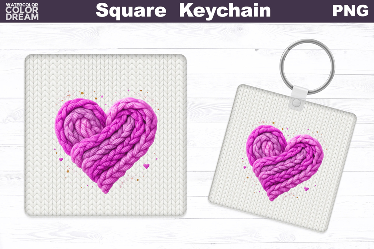 Valentine Square Keychain | Heart Sublimation