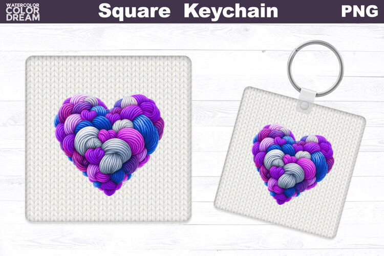 Valentine Square Keychain | Heart Sublimation example image 1
