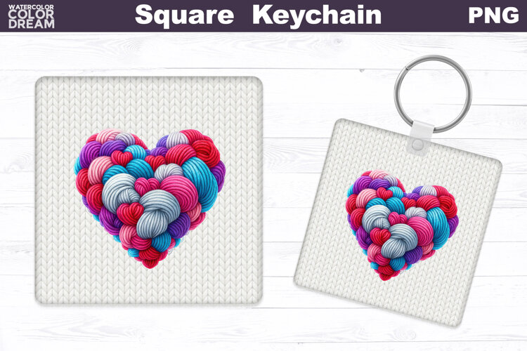 Valentine Square Keychain | Heart Sublimation example image 1