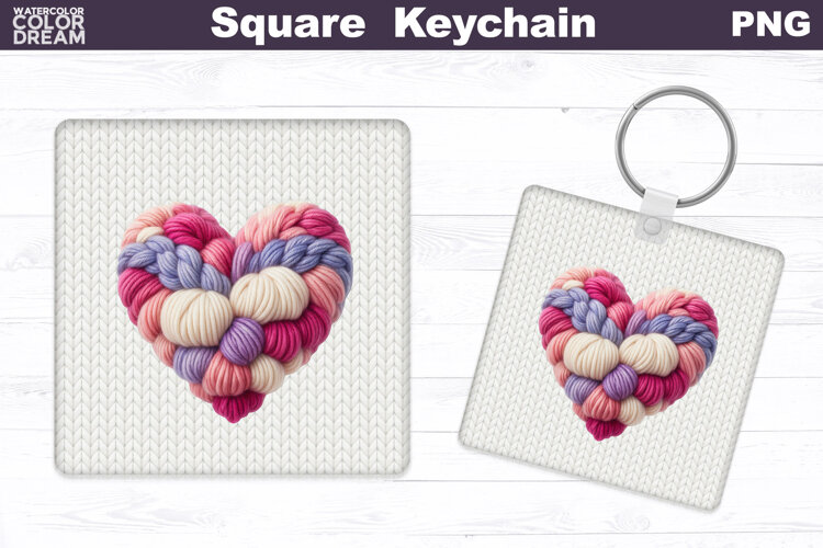 Valentine Square Keychain | Heart Sublimation example image 1