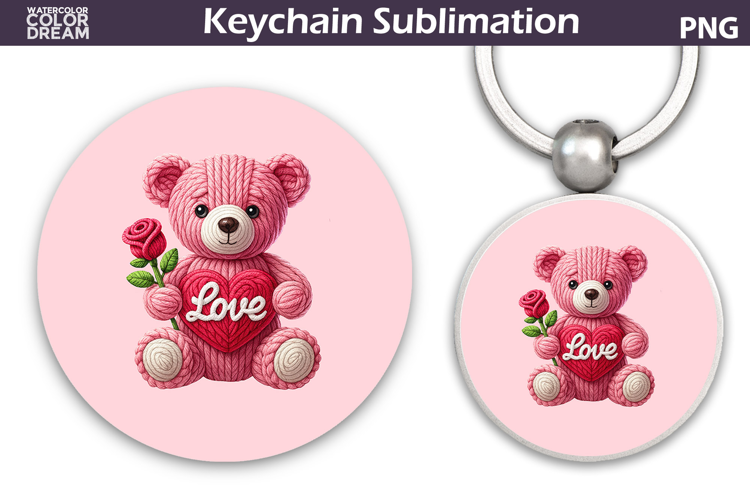 Bear Heart Round Keychain | Valentine Key Ring