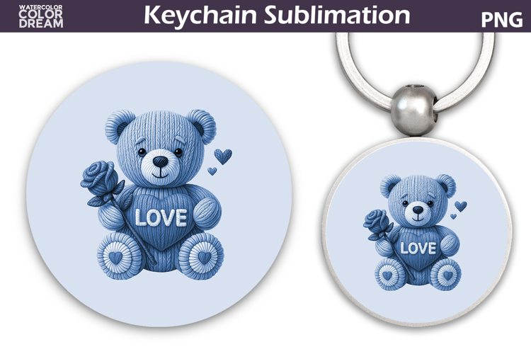 Bear Heart Round Keychain | Valentine Key Ring