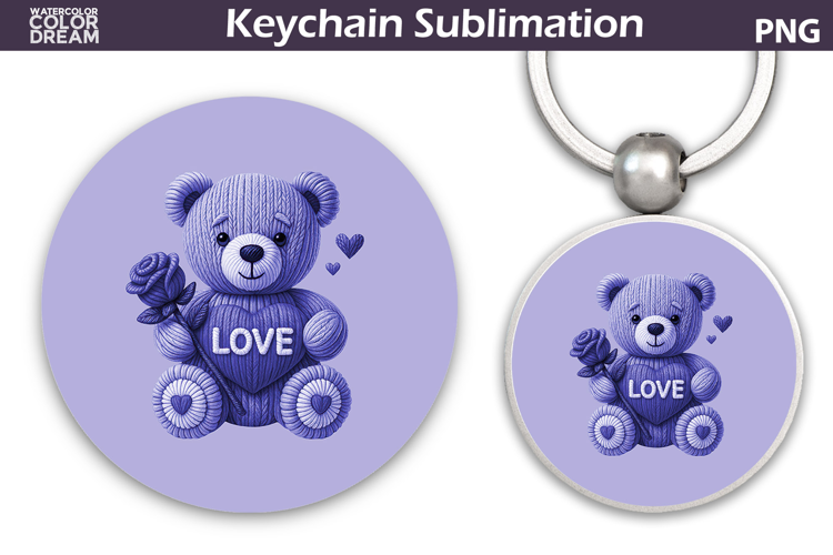 Bear Heart Round Keychain | Valentine Key Ring