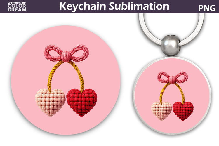 Valentine Cherry Round Keychain | Valentine Key Ring