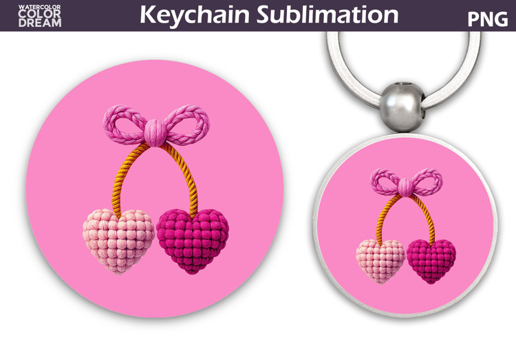 Valentine Cherry Round Keychain | Valentine Key Ring