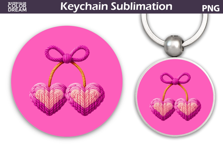 Valentine Cherry Round Keychain | Valentine Key Ring