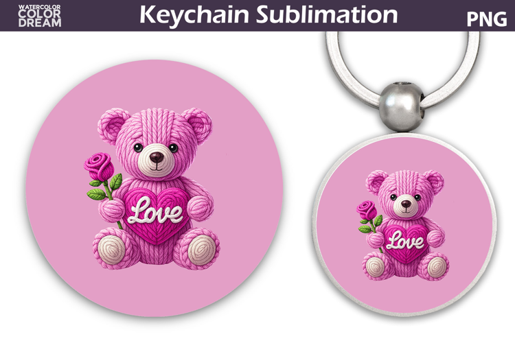 Bear Heart Round Keychain | Valentine Key Ring