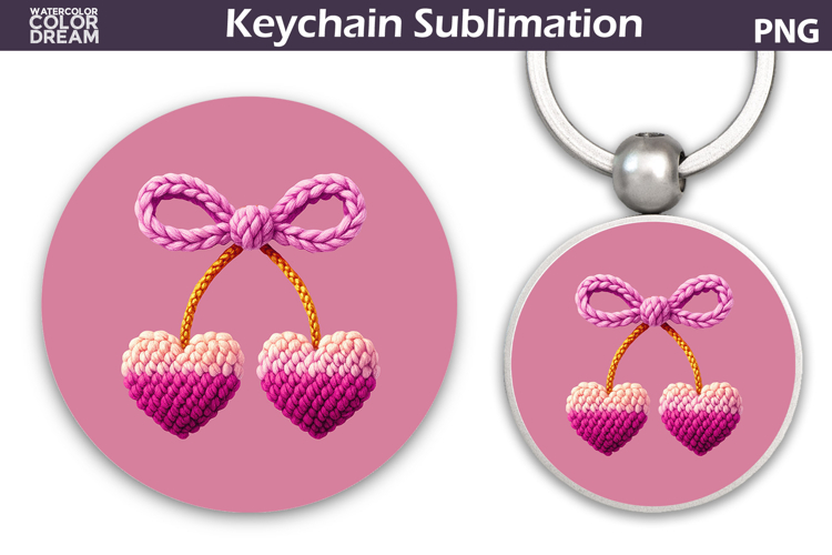 Valentine Cherry Round Keychain | Valentine Key Ring