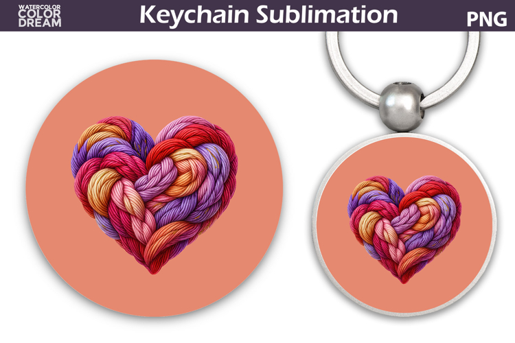 Valentine Heart Round Keychain | Valentine Key Ring