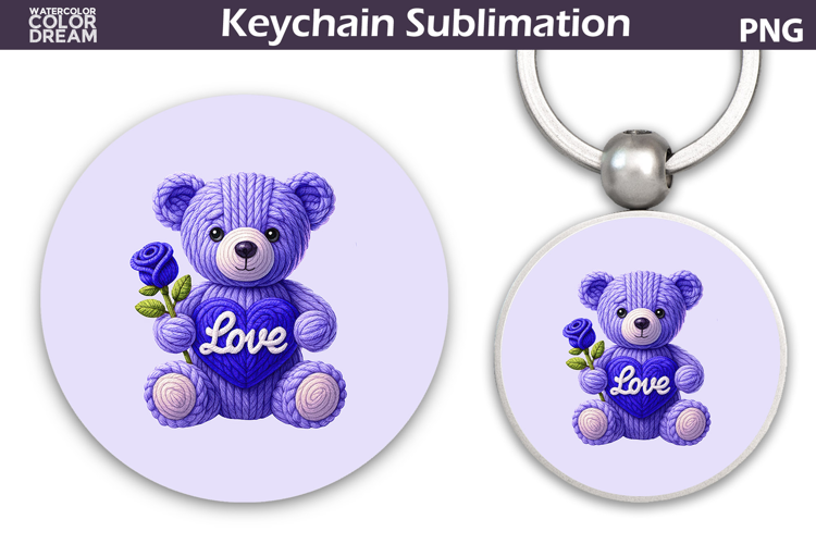 Bear Heart Round Keychain | Valentine Key Ring