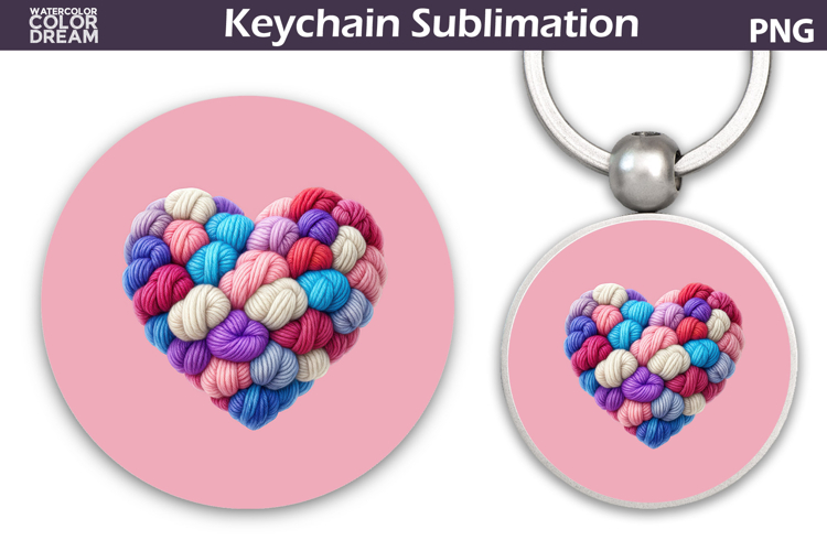 Valentine Heart Round Keychain | Valentine Key Ring