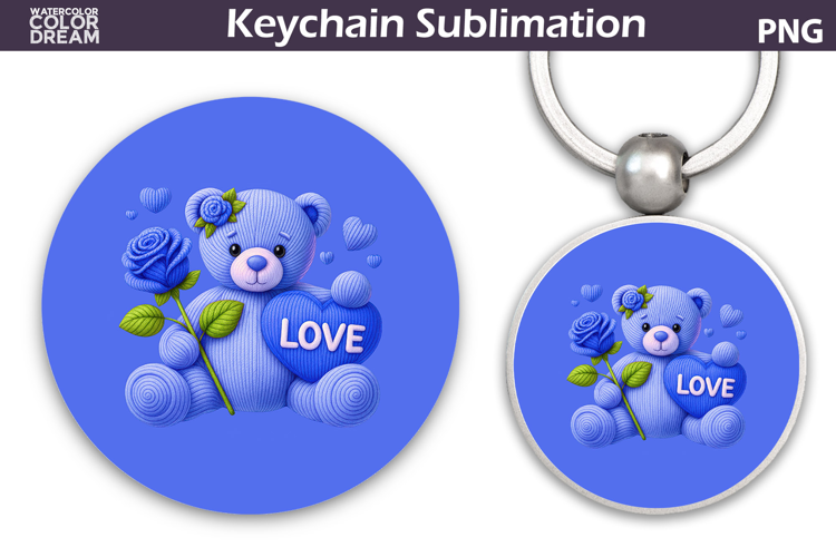 Bear Heart Round Keychain | Valentine Key Ring