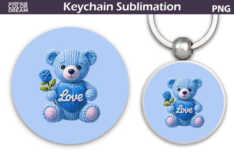 Bear Heart Round Keychain | Valentine Key Ring