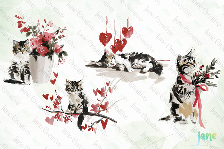Valentine Kitten Cliparts