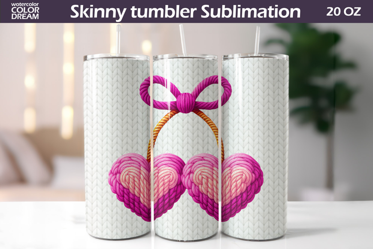 Cherry Heart Tumbler Wrap | Valentine Tumbler Sublimation