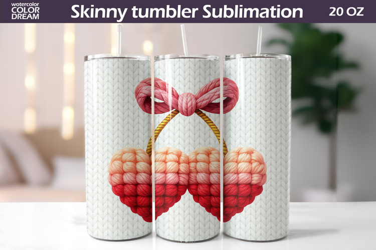 Cherry Heart Tumbler Wrap | Valentine Tumbler Sublimation