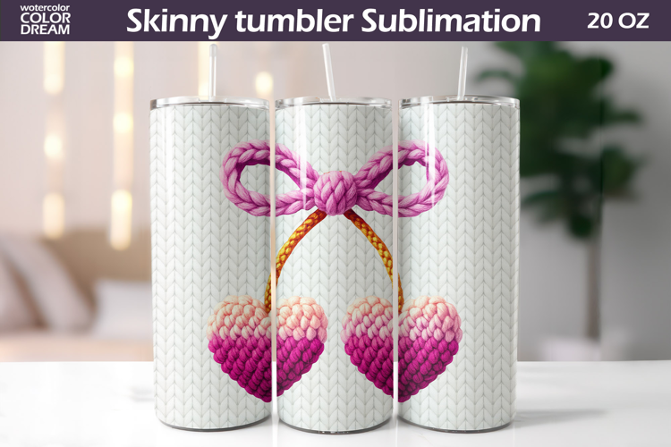 Cherry Heart Tumbler Wrap | Valentine Tumbler Sublimation