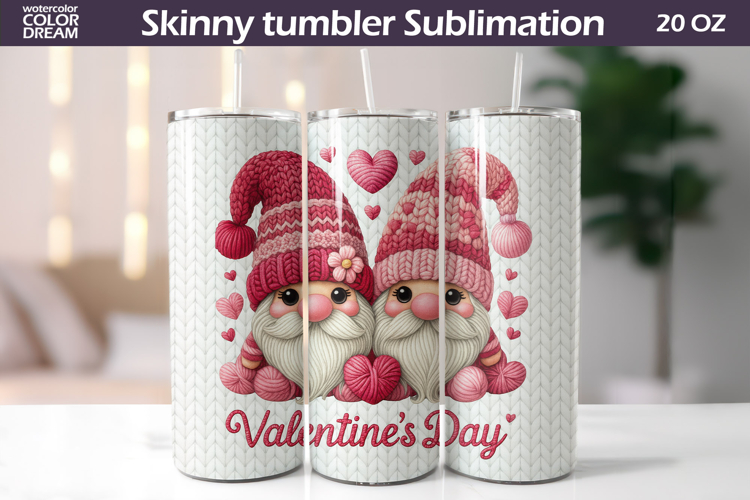 Couple Gnomes Tumbler Wrap | Valentine Tumbler Sublimation