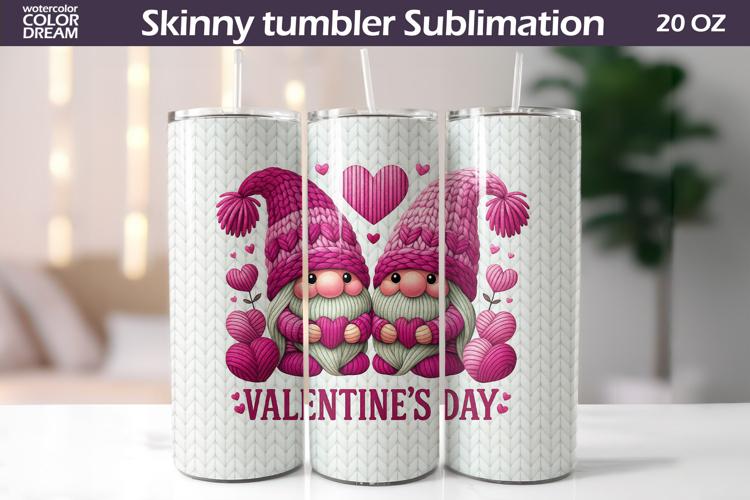 Couple Gnomes Tumbler Wrap | Valentine Tumbler Sublimation