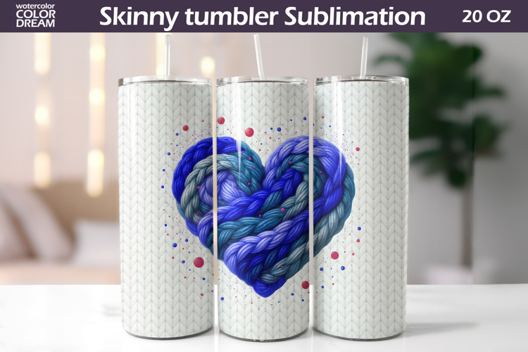 Knitted Heart Tumbler Wrap | Mothers Day Tumbler Sublimation