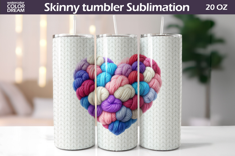 Knitted Heart Tumbler Wrap | Mothers Day Tumbler Sublimation