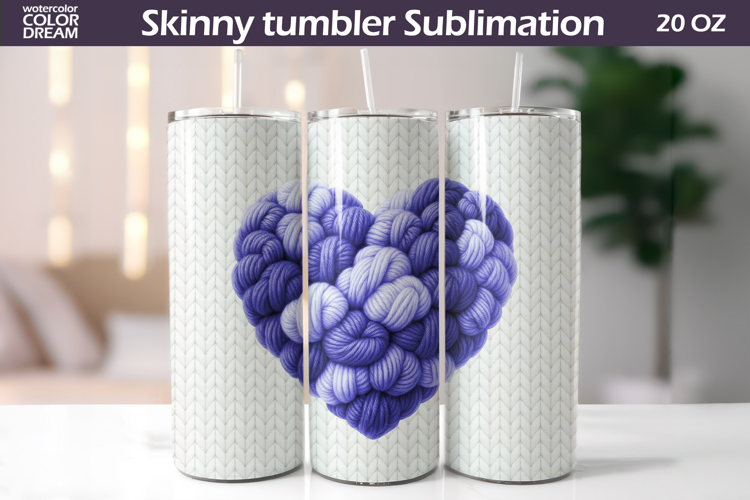 Knitted Heart Tumbler Wrap | Mothers Day Tumbler Sublimation