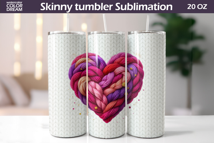Knitted Heart Tumbler Wrap | Mothers Day Tumbler Sublimation