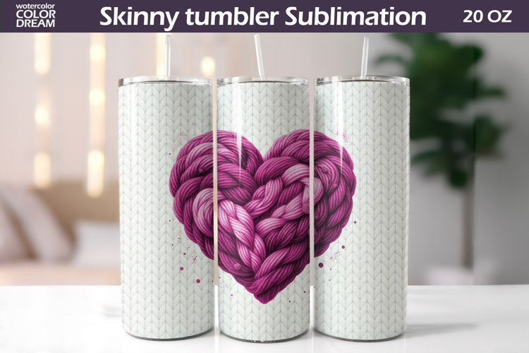 Knitted Heart Tumbler Wrap | Mothers Day Tumbler Sublimation