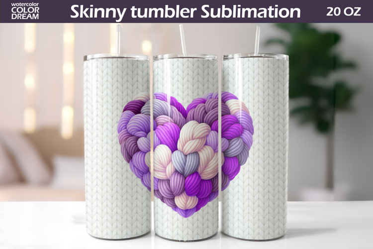 Knitted Heart Tumbler Wrap | Mothers Day Tumbler Sublimation