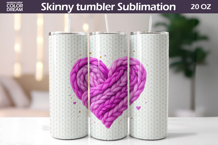 Knitted Heart Tumbler Wrap | Mothers Day Tumbler Sublimation