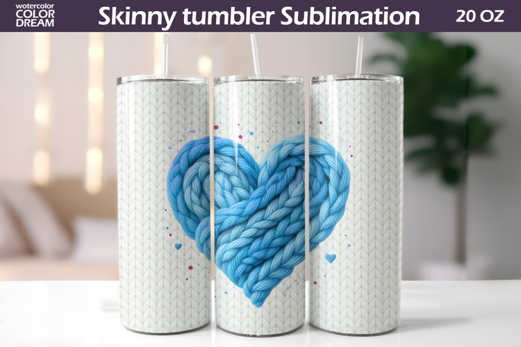 Knitted Heart Tumbler Wrap | Mothers Day Tumbler Sublimation
