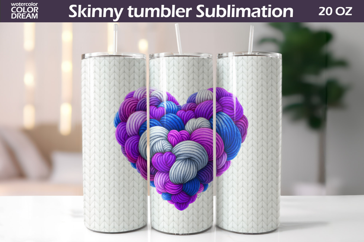 Knitted Heart Tumbler Wrap | Mothers Day Tumbler Sublimation