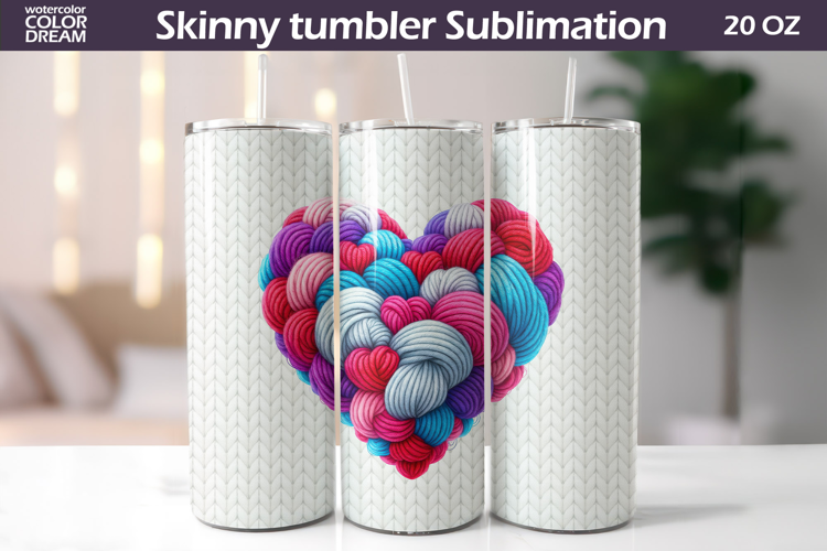 Knitted Heart Tumbler Wrap | Mothers Day Tumbler Sublimation