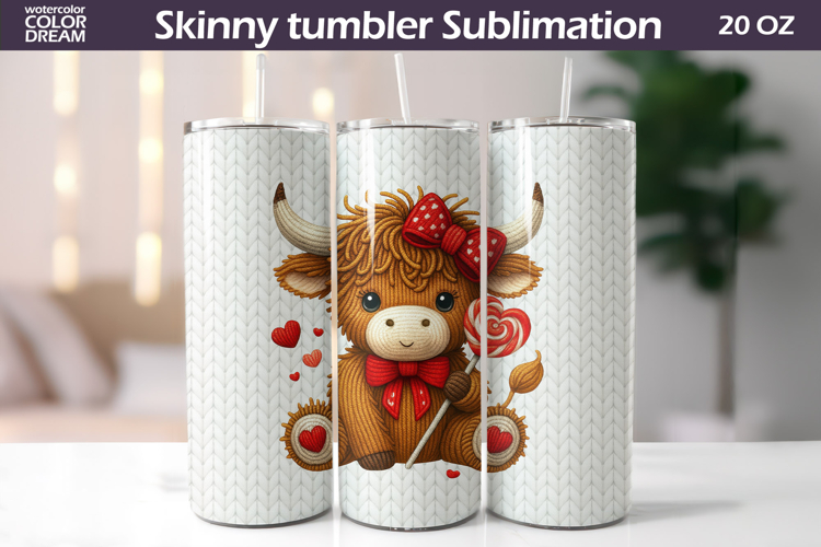 Highland Cow Heart Tumbler| Valentine Tumbler Sublimation